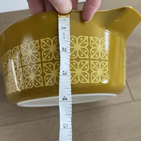 RARE Vintage Promo Pyrex w/Lid Mustard Autumn Floral Pyrex 475 B Square Flowers - Picture 7 of 15